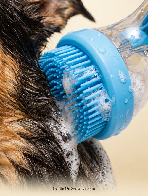 PawBrush Pro close-up shampoo dispenser bristles - Gentle On Sensitive Skin